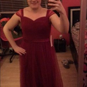 Red Empire Waist Bridesmaids Dress